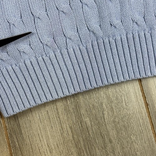 Polo Ralph Lauren Sweater Vest Boys 7 Cable Knit Blue *flaw - Picture 2 of 6