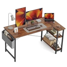  L Shaped Desk, 55 Inch Computer Desk with Reversible 55 inch Deep Brown