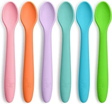 ME.FAN Silicone Baby Spoons - 6 Pack Feeding 6Pack-Bright Color, Bright Color 