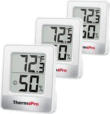 ThermoPro TP49 3 Pieces Digital Hygrometer Indoor Thermometer Oyster White 