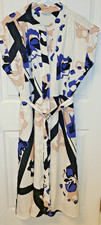 Nine West Women's Cap Sleeve Shirt Dress Size XL, Black Pink Navy Floral Belt