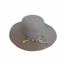 WYETH Gray Wide Brim Flat Top Wool Blend Anthropologie Hat Gray Festival Fall