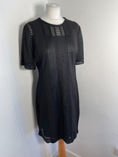 Karen Millen woven shift dress UK 16 NEW black lined event smart evening party