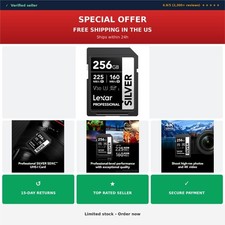 Lexar 256GB SDXC UHS-I Memory Card V30 U3 4K 225MB/s