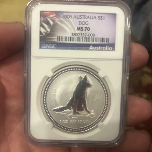 2005 P Australia $1 Lunar Year of the Dog 1oz Coin NGC MS 70 VERY RARE COIN