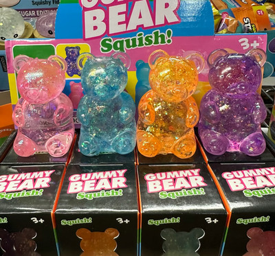 4x Assorted Color Sugar Glitter Gummy Bear Squishy Combo Sensory Toy Fidget Gift