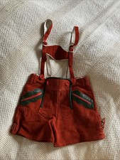 ISAR TRACHTEN Bayerische Trachtenshorts, Größe 110 Rot, Lederhose Kinder Unisex