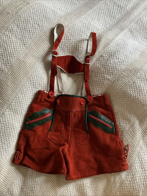 ISAR TRACHTEN Bayerische Trachtenshorts, Größe 110 Rot, Lederhose Kinder Unisex