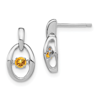 Sterling Silber Rhodium Citrin Geburtsstein lebendige Ohrhänger