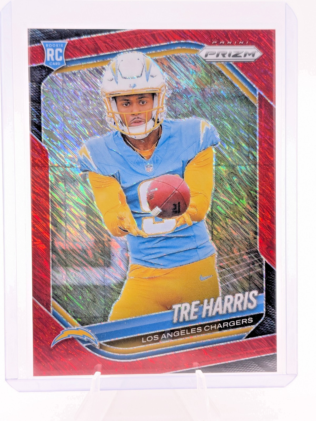 2025 Panini Prizm Tre Harris FOTL Red Shimmer Prizm Rookie Card /49 #371