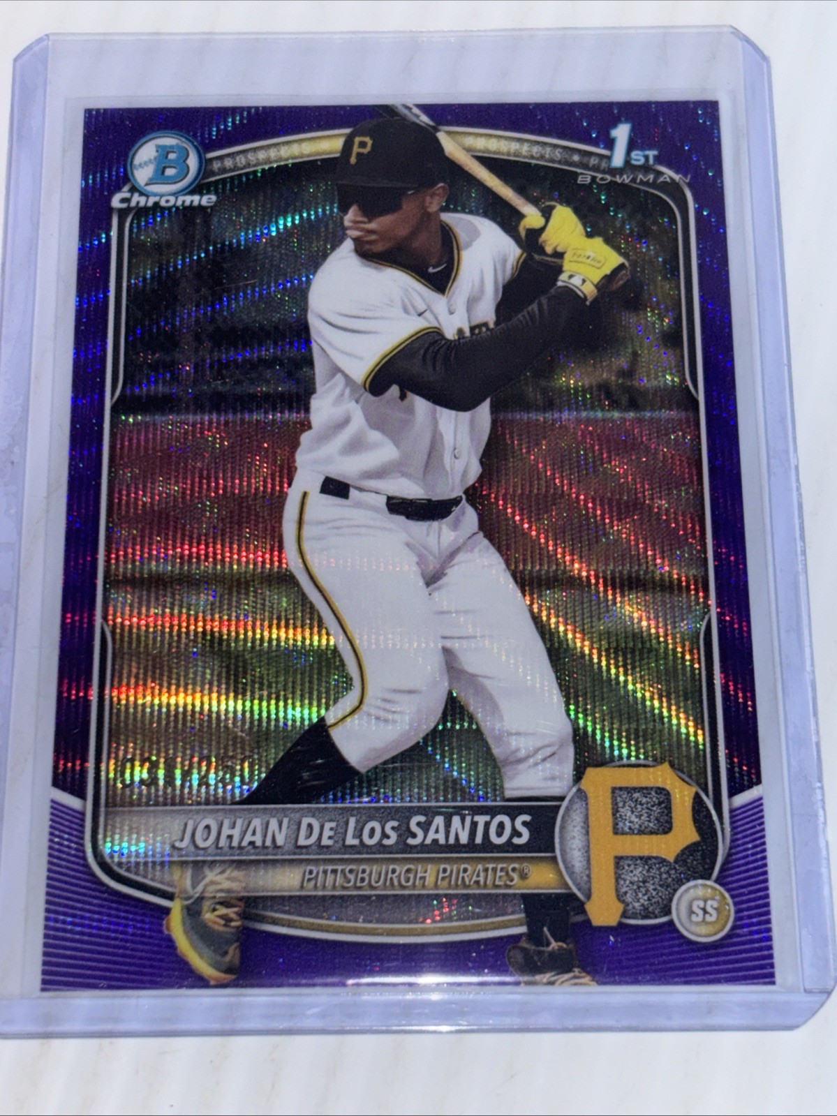 2025 Bowman #BCP-163 Johan De Los Santos Chrome Prospects 1st Purple Wave /250
