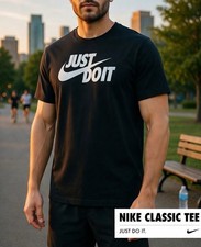 Image of Nike Men’s Sportswear Just Do It Logo T-Shirt In Black/White Size Medium