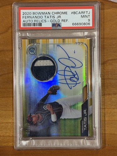 2020 Bowman Chrome Fernando Tatis Jr Gold Refractor Patch Auto /50 PSA 9 Padres