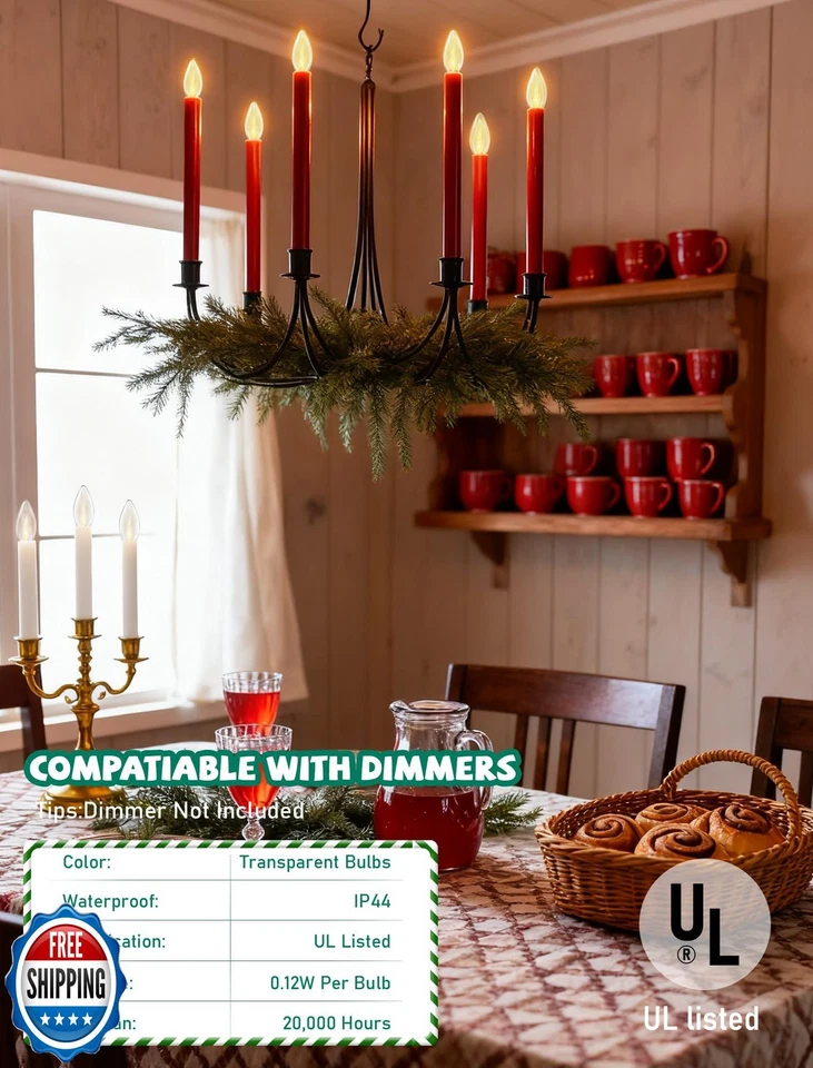 GOOTHY 6 Pack E12 LED Candelabra Bulbs, 0.12W 3V Battery Operated Window Cand - Image 3 of 4