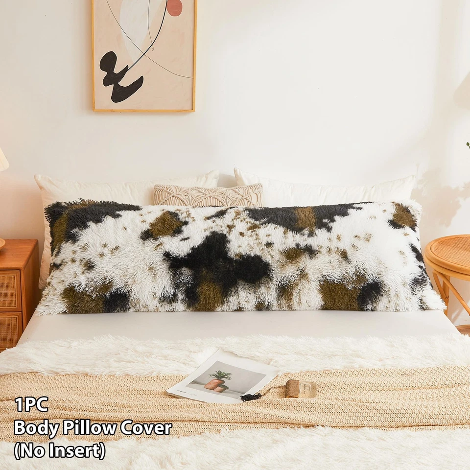 Funda de almohada corporal de piel sintética mullida con estampado de vaca 20"x54" con cremallera, suave de lujo... Foto 2 de 4