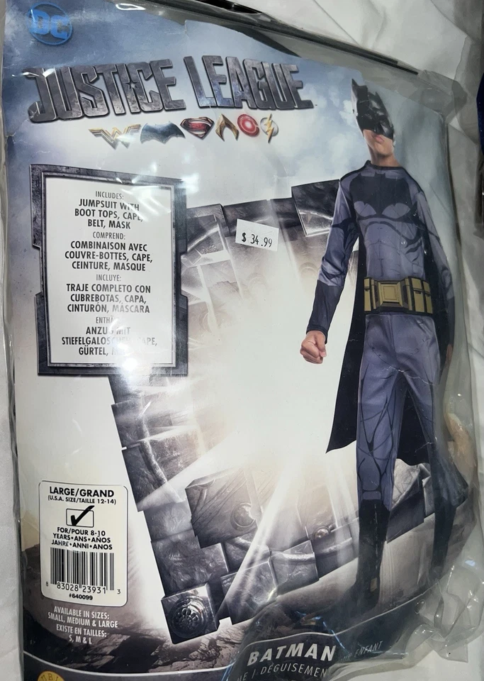 Rubíes Liga de la Justicia Batman Disfraz Halloween Niño Talla Grande 12-14 Foto 4 de 4