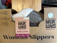 Muk Luks Slippers Taupe Women  s Medium M 7-8 memory foam MukLuks Suzanne