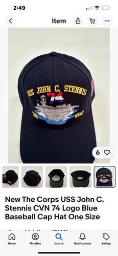 New The Navy Corps USS John C. Stennis CVN 74 Blue Baseball Cap Hat One Size - Picture 6 of 8