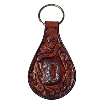 Leegin Silver Creek Leather Key Fob Initial D Hand Tooled USA Vintage