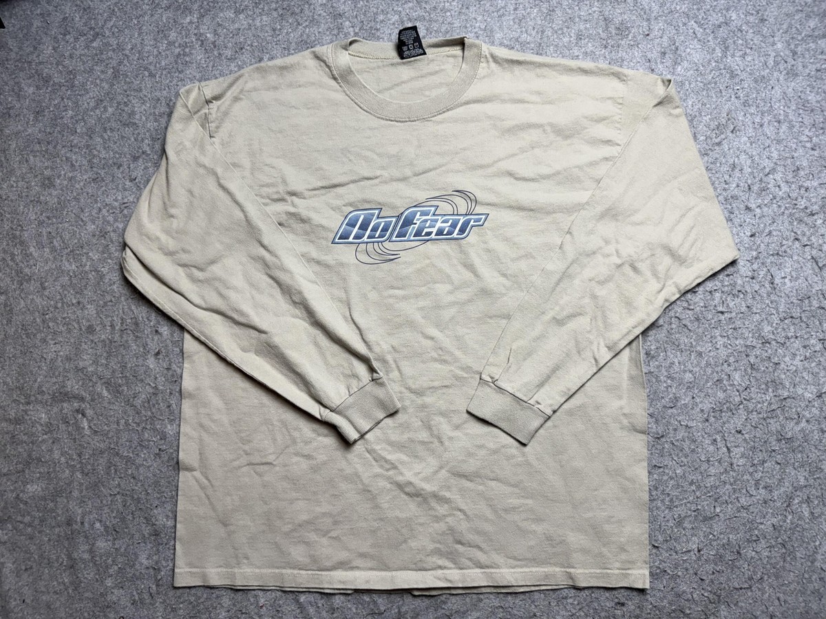 Vintage No Fear Shirt Mens XL Tan Long Sleeve Graphic Streetwear