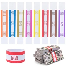 400 Pack Assorted Currency Straps Self Sealing Money Bands Bill Wrappers