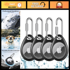 4 Pack AirTag Holder Case - Waterproof Shockproof TPU Keychain with Carabiner fo