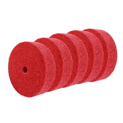 LDEXIN 5Pcs Nylon Fiber Polishing Buffing Wheels 75mm/3'' Deburring Wheel Red 