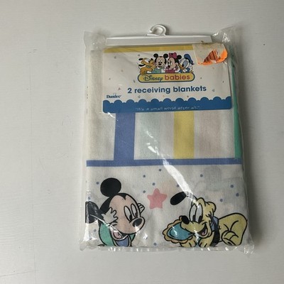 NWT 80s Dundee Disney Babies 2-Piece Set Pastel Cotton Receiving Blankets 30x40
