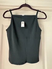 Women’s rib knit cami tank top old navy green (jade shadow) NWT size large 