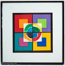 Beautiful Modernist Collage Painting Colorful Squares by Angela Reichert, Lovely