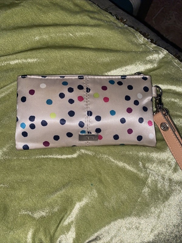 Jewell by thirty-one Wristlet Woman's Multi color Polka Dot On Light Tan Wallet 