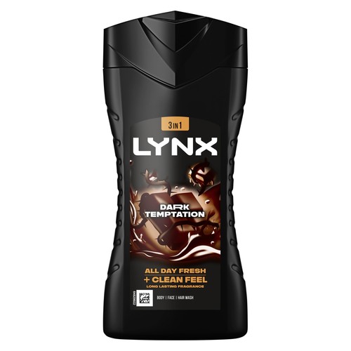 Lynx Dark Temptation 3-in-1 Body Wash Body Cleanser shower gel with an intense 