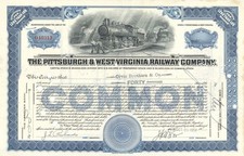 Pittsburgh and West Virginia Railway Co. - 1940's-50's dated Railroad Stock Ce