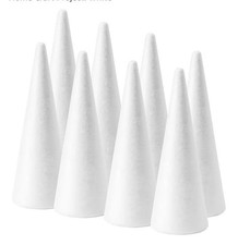 8-Pack Foam Cones 4x9.7in Polystyrene Arts Crafts DIY Christmas Wedding White