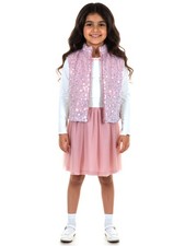 Amy Byer Girls' 2-Piece Sparkle Dress Vest Set Outfit Color: light pink multi
