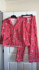 PJ Salvage Women's Pajamas Cotton Flannel Pink with Lots Of Kitty Cats Medium