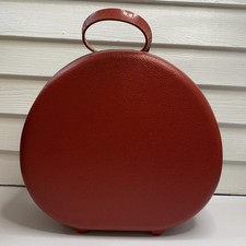 Vtg Royal Traveller Red Luggage Round Hat Box Suitcase Retro Storage Cozy Decor