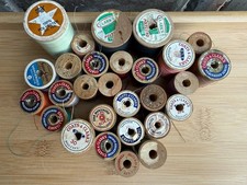 Vintage Lot 28 Wooden Spools Thread Coats  Clark  s Star Corticelli Fairloom