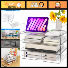 Clear Acrylic Paper Organizer Letter Tray - 4-Pack File Storage Solution, Deskto