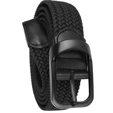 Men Plus Size Black Stretch Woven Belt Elastic Breathable Design Durable Work