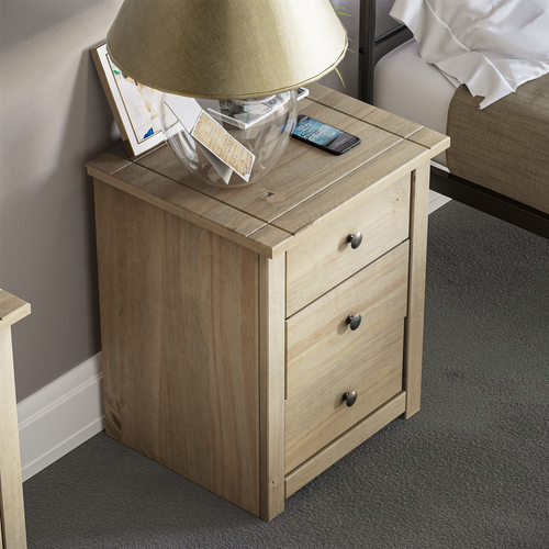 3 Drawer Bedside Cabinet Chest Table Solid Pine Wood Waxed Bedroom Furniture - Picture 4 of 7