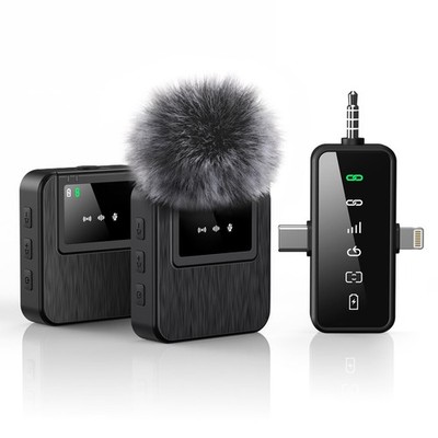 BAILIXIN Wireless Lavalier Microphone for iPhone, Android, Mini, Solid Black
