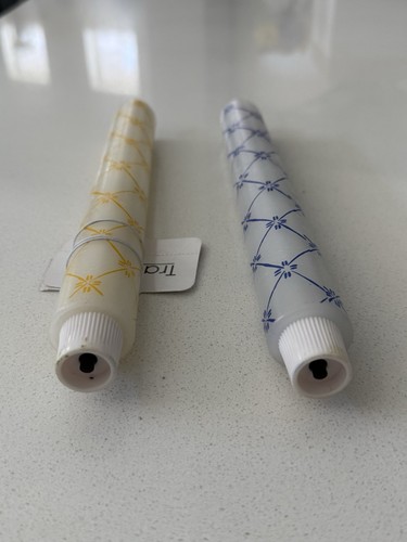 Flameless Candle Tapers Blue Yellow New Set Of 2 11” - Picture 4 of 8