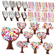 48 Pcs 3D Valentine's Day Heart Tree Craft Kit Religious Valentines Paper