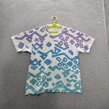 VINTAGE Street Art Men Shirt XL White Made In USA Graphic Abstract Print