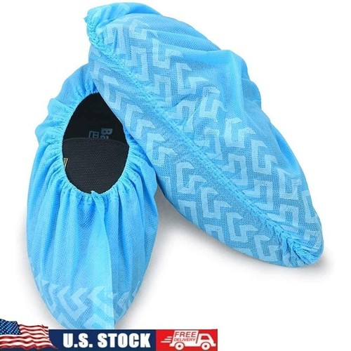 Non Slip Shoe Covers 200 Pack Waterproof Disposable Booties Traction Protection - Picture 1 of 25