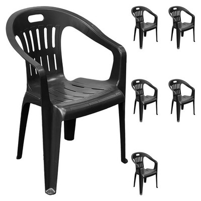 6 Stück Gartenstuhl Stapelstuhl MOJAWO Bistrostuhl Stapelsessel Kunststoff Anth.