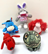 LOT of 5 Plush: Sock Monkey, Fur Ball, Emerald Toy, Orangutoon, Red Rover Beanie
