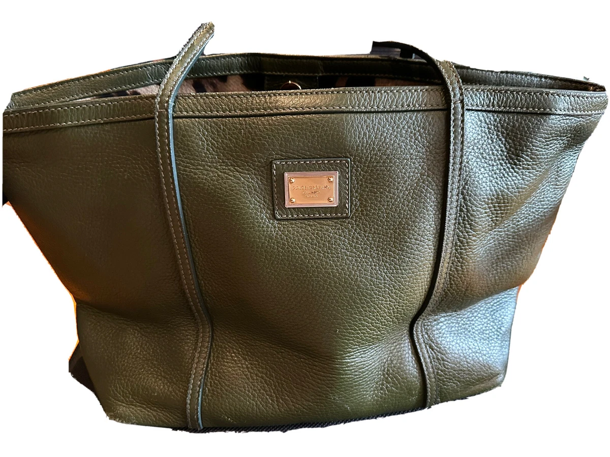 Dolce Gabbana D G Canvas Leather Tote Shopper Hand Bag