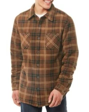 Weatherproof Shirt Jacket Shacket Lined Mens Size Medium Brown Plaid NEW
